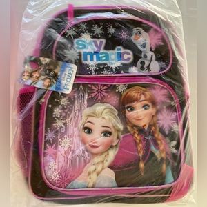 ☃️🖤💗🎒 Disney Frozen “Sky Magic” Multi-Pocket Backpack - Black with Pink